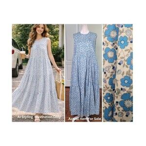 MABLE Cottagecore Tiered Dress A-Line Floral Sleeveless Summer Vacation Sundress
